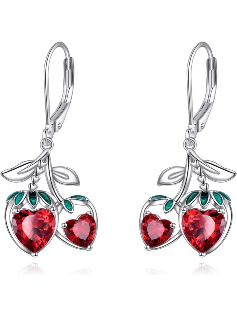 Sterling Silver Fruit Earrings with Sparkling Cubic Zirconia - Cute & Trendy!